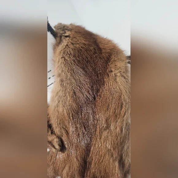 Vintage Mink Fur Whole Body Pelt Stole Collar Wrap Neck Shrug Clip Brown 30" - Picture 2 of 16